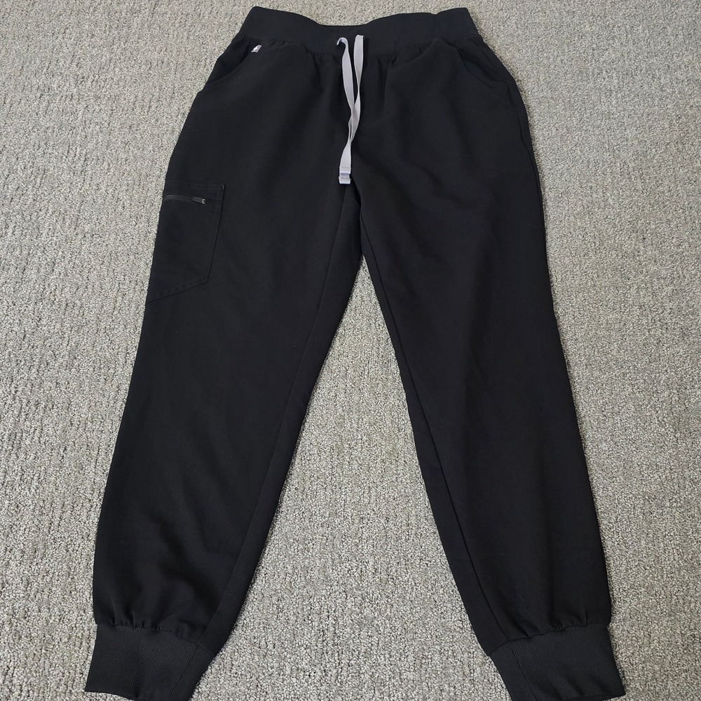 FIGS HW Zamora High Waisted Jogger Scrub Pants Black Cargo Stretch Nurse Uniform